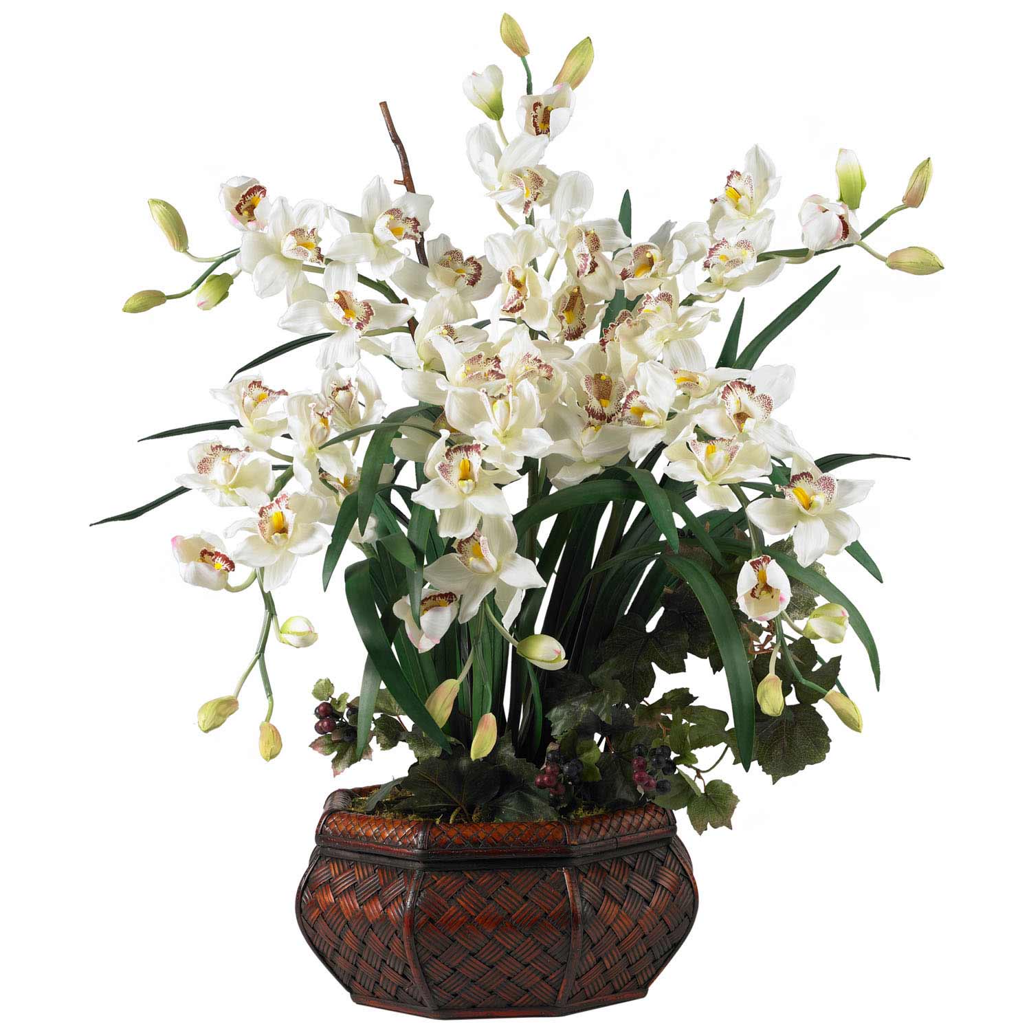 Large Cymbidium Orchid Silk Flower Arrangement 1199 Nearly Natural