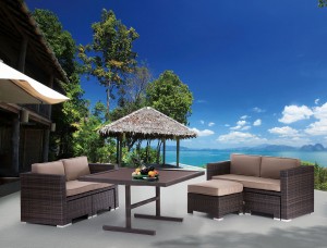 An Outdoor Dining Set and Living Room Set in One