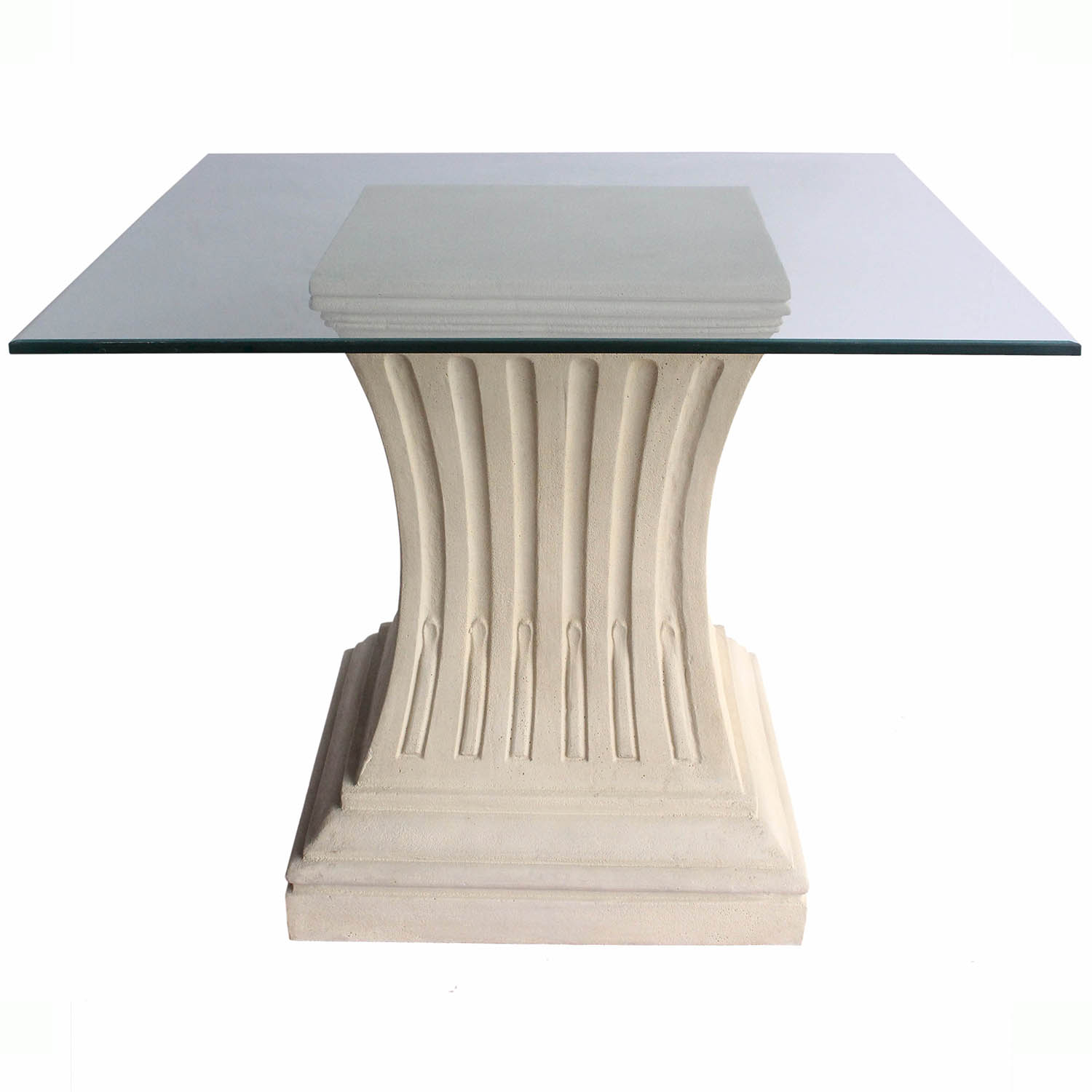 Legacy Cast Limestone Dining Glass Top Table