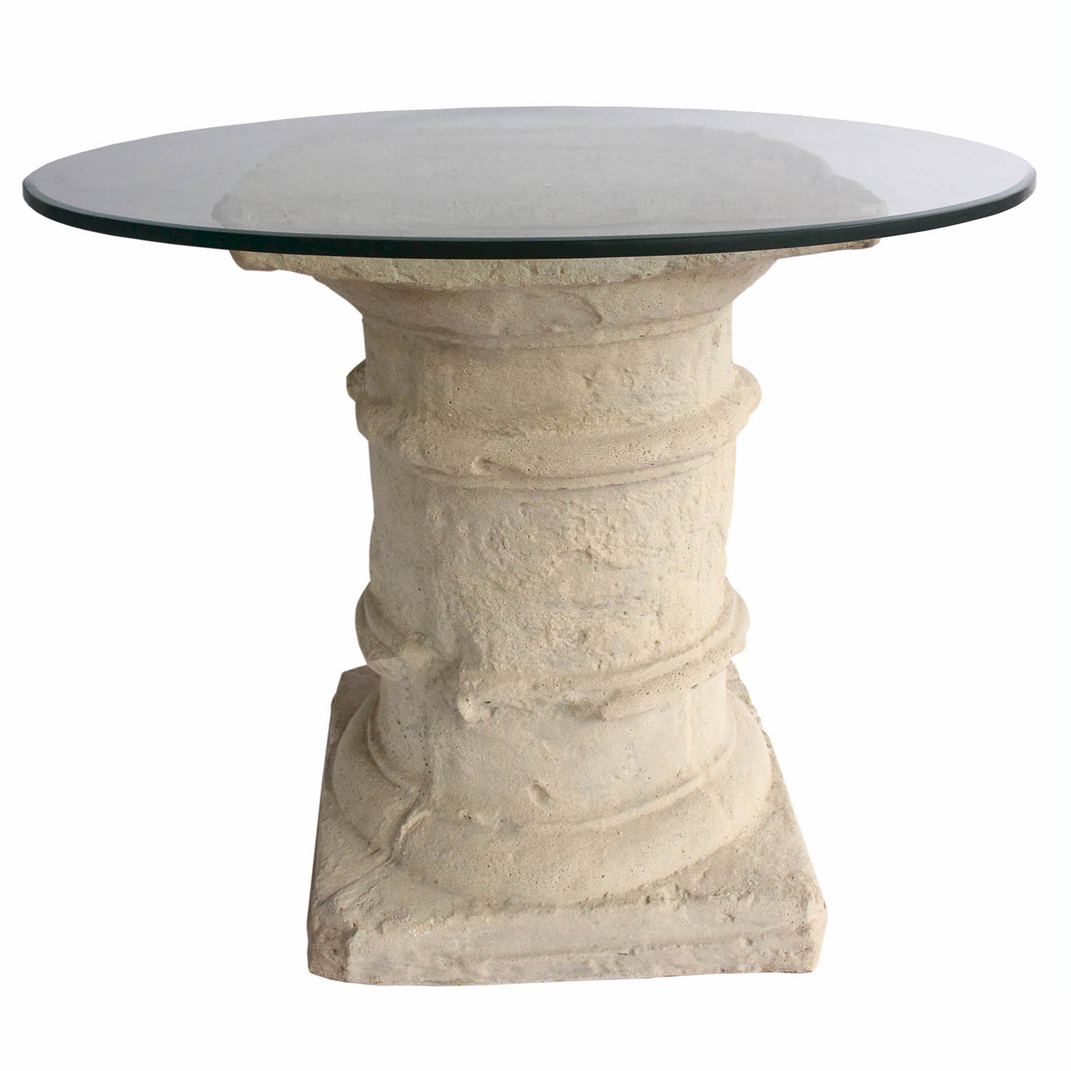 Etruscan Cast Limestone Dining Glass Top Table