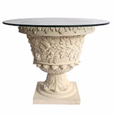 French Cast Limestone Dining Glass Top Table