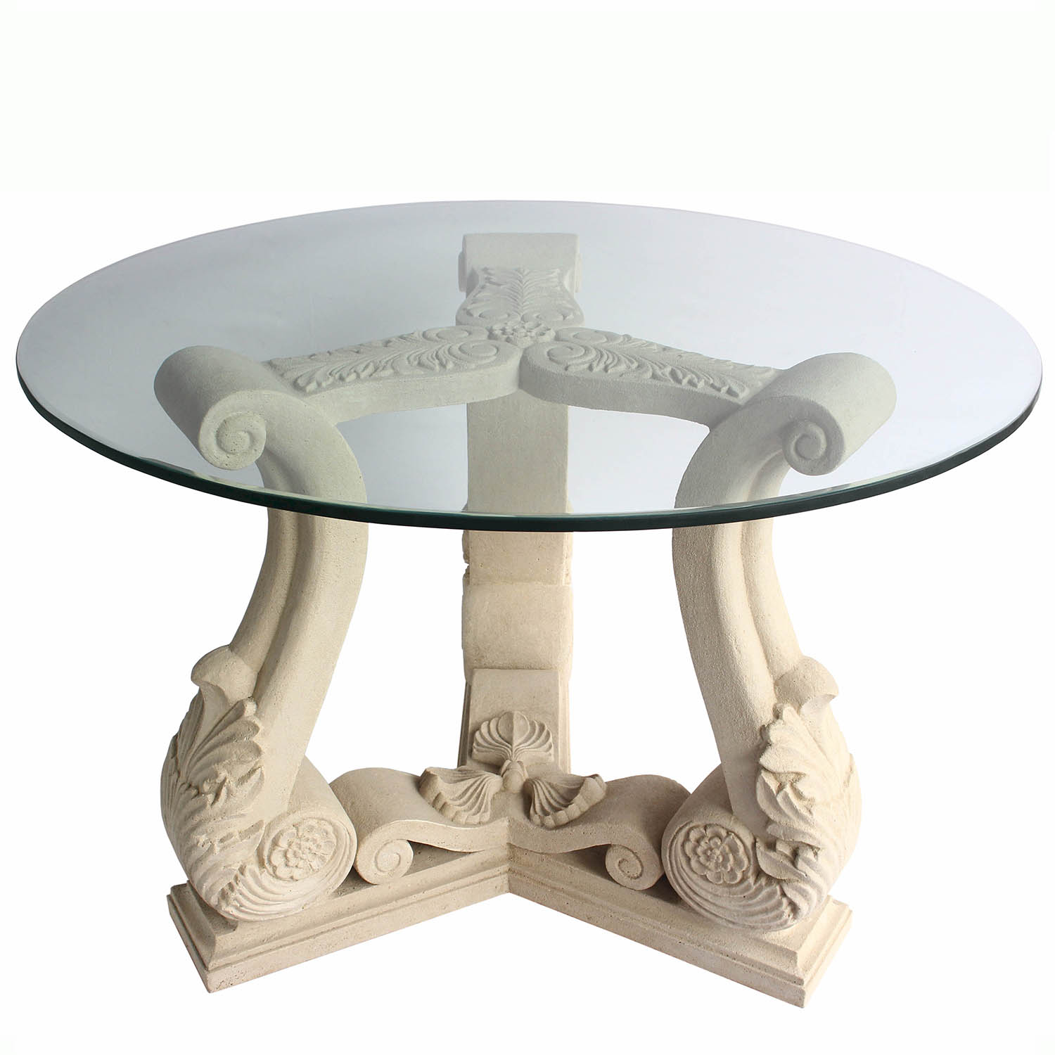 Fleur Cast Limestone Dining Glass Top Table