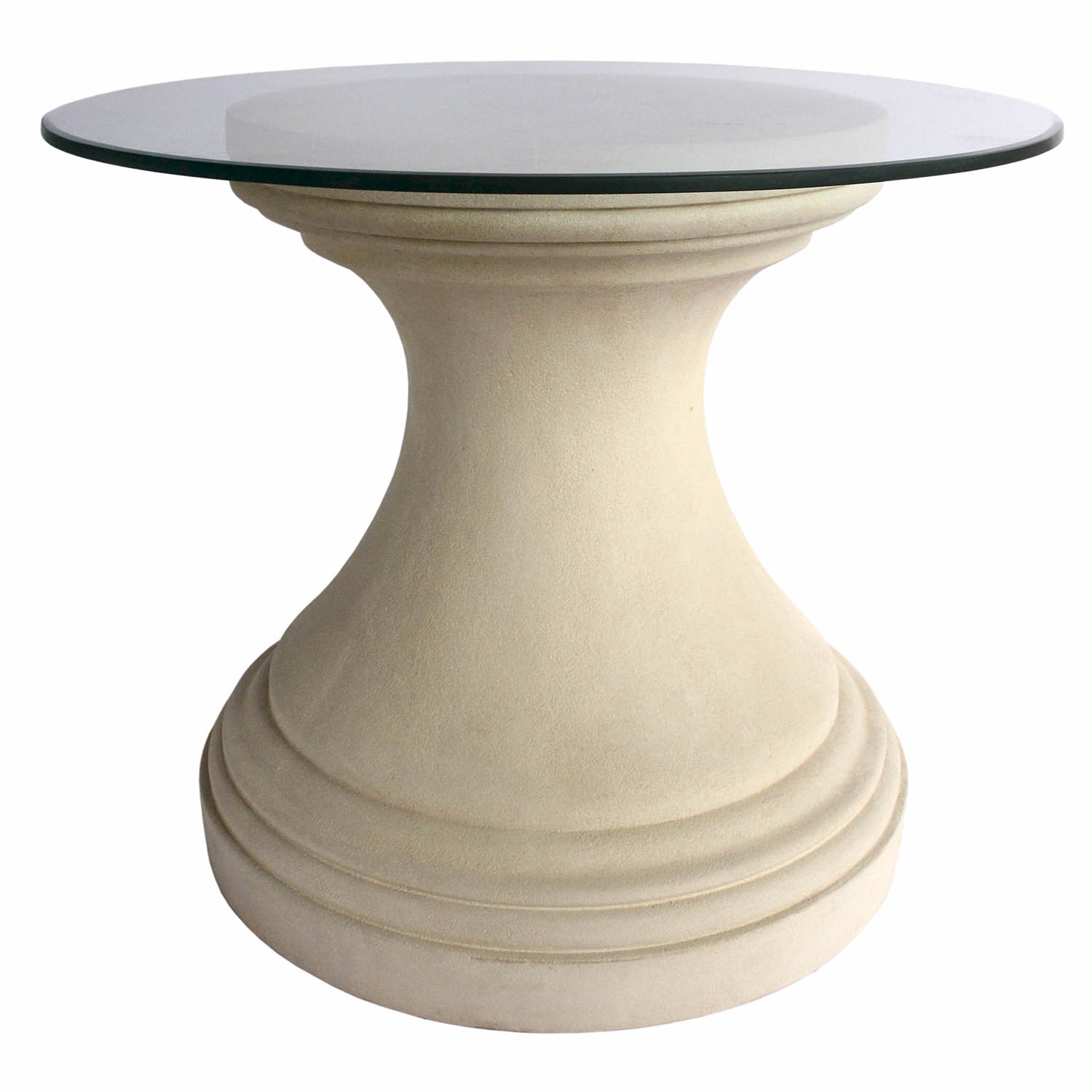 Fairbank Cast Limestone Round Glass Top Table