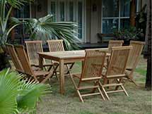 Teak Square Dining Set with 6 Classic Folding Chairs