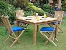 Teak Square Dining Set with 6 Comfort Folding Chairs