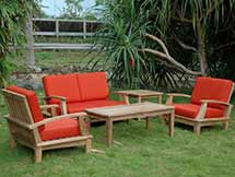 Teak Brianna Deep Seating Set with Loveseat and Arm Chairs