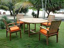 Teak Extendable Oval Dining Table with 6 Brianna Arm Chairs