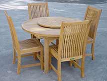 Teak Bahama Oval Extension Table and 4 Chicago Chairs