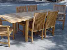Teak Extension Table with Chicago Dining Arm and Side Chairs