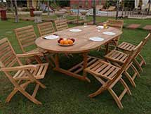 Teak Oval Extension Table with Andrew Folding Chairs