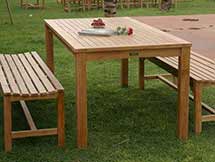 Teak Bahama Dining Table with 2 Backless Benches