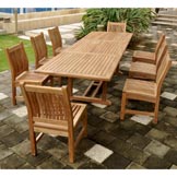 Teak Bahama Dining Table Set with 8 Sahara Side Chairs