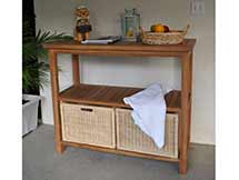 Teak Towel Console Table with 2 Shelves