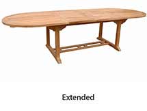 Teak 117 inch Bahama Oval Extension Table w Double Extension