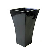 17 inch Black Fiberglass Square Vase: 8.5 inch Inside Dia.