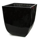 22.5 inch Glossy Black Fiberglass Square Planter: 18.25 inch Inside Dia.