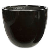 16.75H x 20W inch Glossy Black Fiberglass Planter: 18 inch Inside Dia.