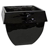 18 inch Glossy Black Fiberglass Square Planter: 16.5 inch Inside Dia.