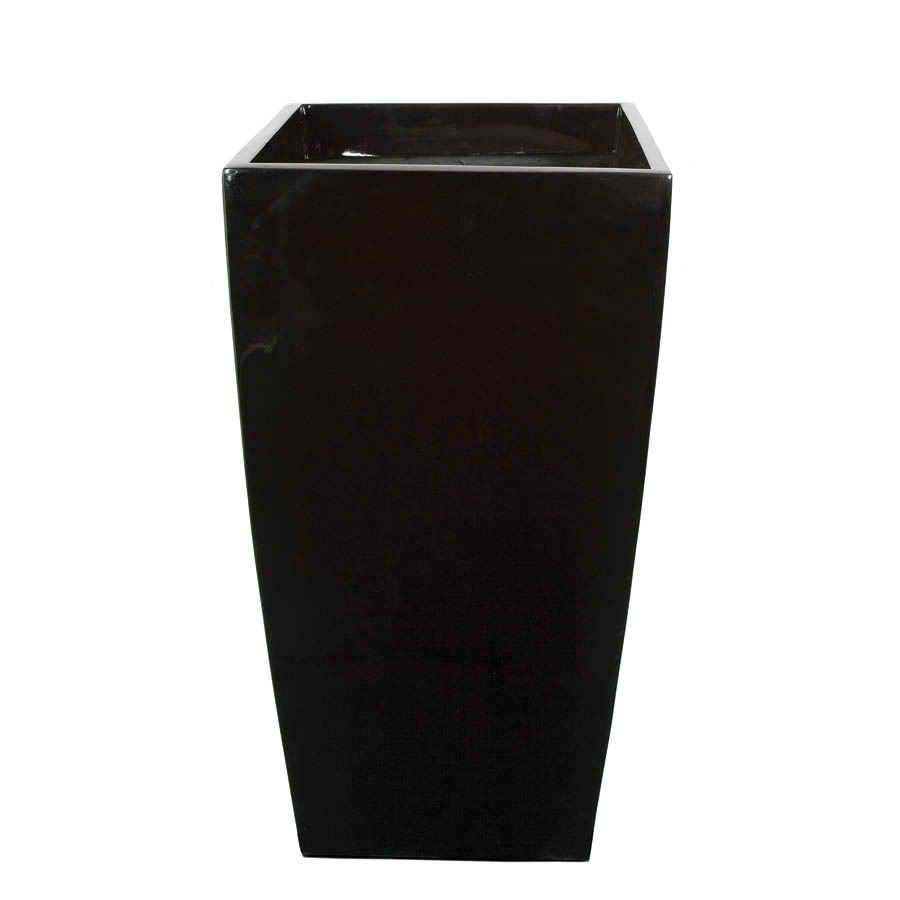 37 inch Gloss Black Fiberglass Square Planter: 20 inch ...