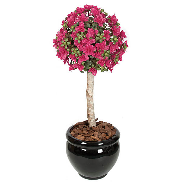 3.5 Foot Beauty Outdoor Artificial Azalea Ball Topiary: Potted
