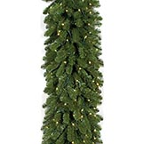 9 foot x 24 inch Pine Garland: Clear 5MM LEDs