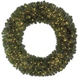 60 inch Virginia Pine Wreath: Clear Lights