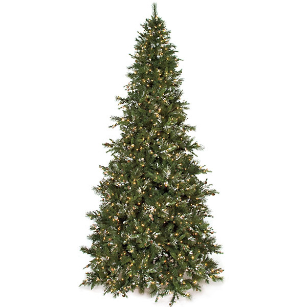 9 foot Slim Light Flocked Pine Tree: Clear Lights | C-91011