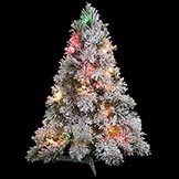 30 inch Flocked Mini Tree: Multi-Colored Lights