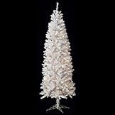 7.5 foot White Sugar Pencil Pine Christmas Tree: Clear Lights