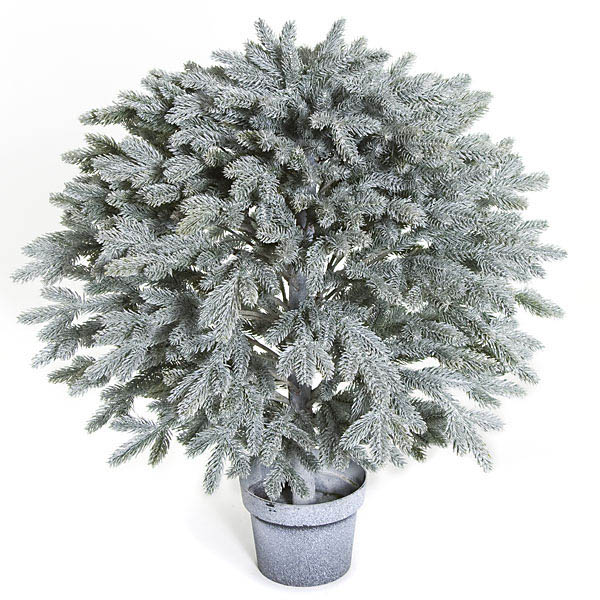 27 Inch Plastic Frosted Balsam Fir Topiary Ball: Potted