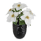 18 inch White Poinsettia Bush with 5 Flowers (Set of 4)