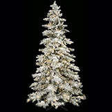 9 foot Heavy Flocked Snow Tree: Clear LEDs