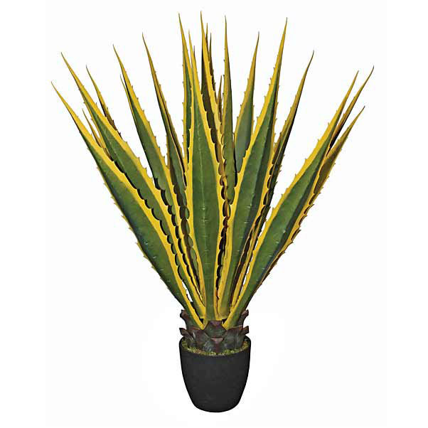 40 Inch Artificial Variegated Agave Plant: Potted