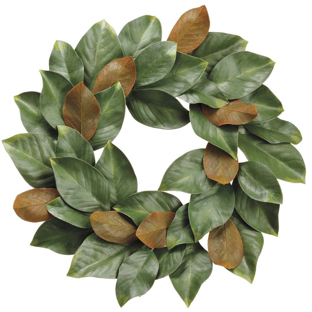 24 inch Artificial Magnolia Leaf Wreath | XHW010-GR