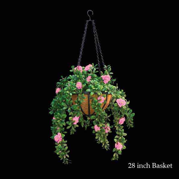 Artificial Outdoor Flowering Hanging Azalea Basket : Multiple Sizes & Colors