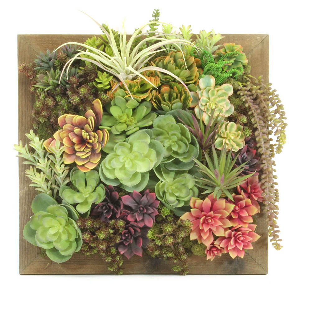23 Inch Square Succulent Garden Wall Hanging