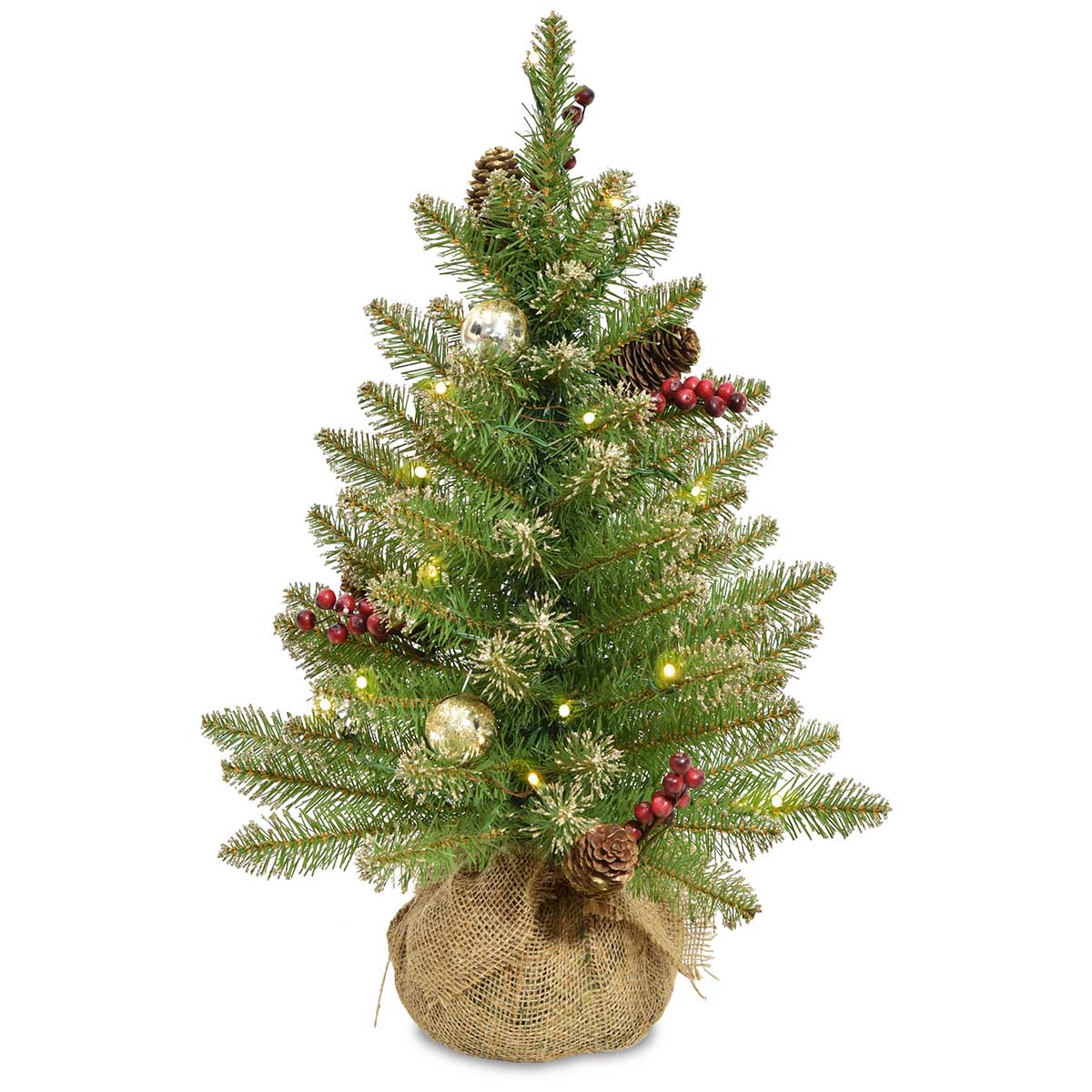 National Tree Company | 2 foot Glittery Gold Tabletop Dunhill Fir Tree ...