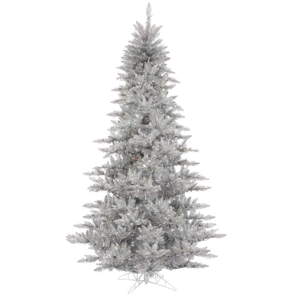 7.5 foot Silver Tinsel Fir Tree: Unlit | K166875