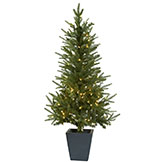 4.5 foot Christmas Tree with Clear Lights & Decorative Planter