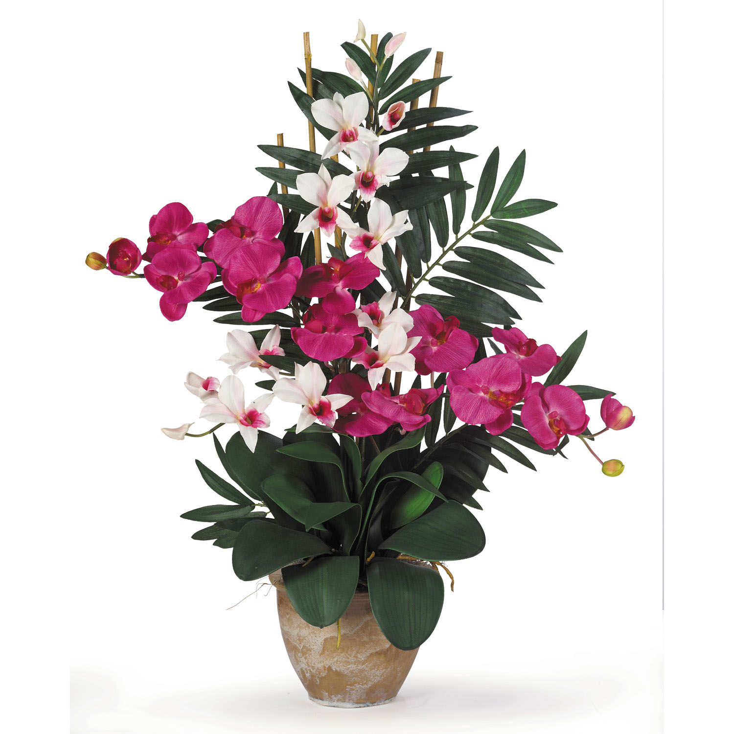 orchid silk dendrobium vase arrangement phalaenopsis arrangements flower burgundy nearly natural double orchids floral artificial faux tall wayfair pink 1071