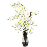 Silk Dendrobium Orchid Arrangement in Vase