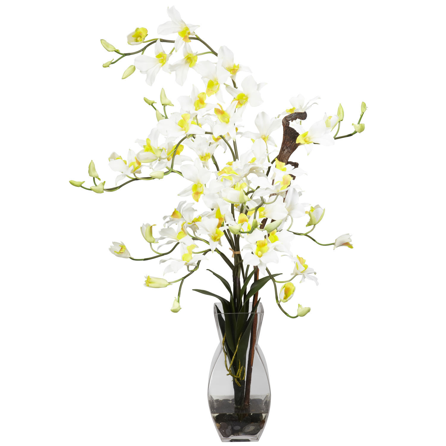 Silk Dendrobium Orchid Arrangement In Vase 0902