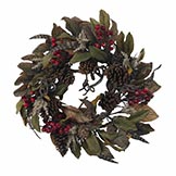 24 inch Pinecone, Berry and Feather Wreath