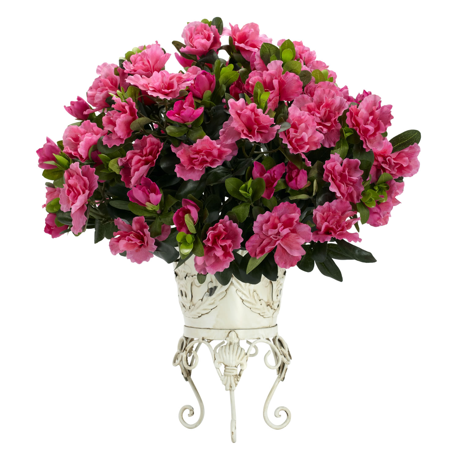 Silk Azalea in Metal Planter | 6687