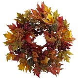24 inch Artificial Maple and Berry Wreath