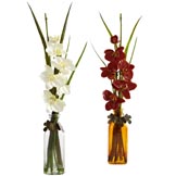 21 inch Artificial Phalaenopsis in Colored Jar (Set of 2)