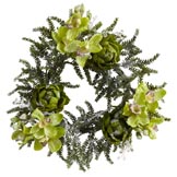 22 inch Artificial Iced Cymbidium & Artichoke Wreath