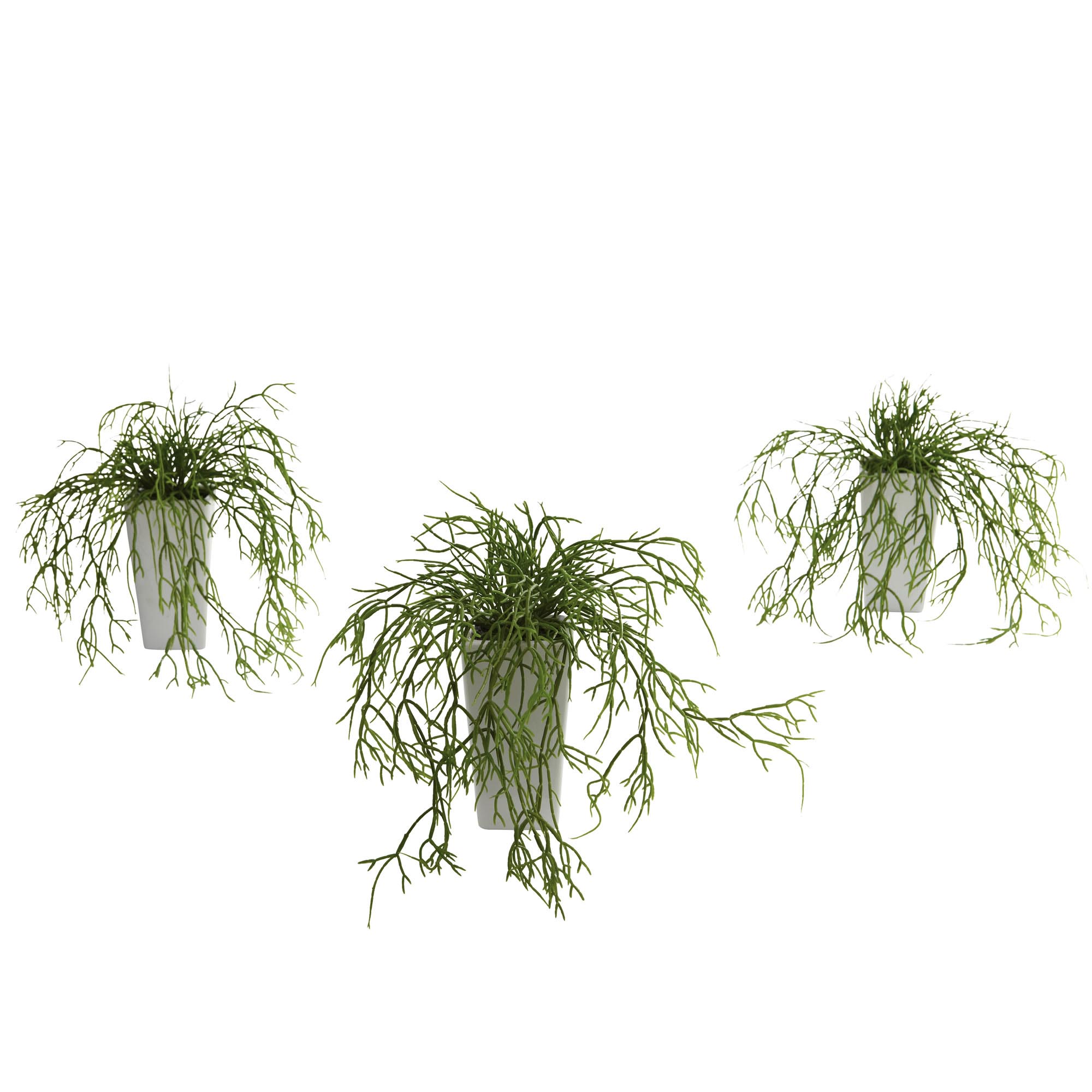 10.5 Inch Artificial Wild Grass In White Vase (set Of 3)