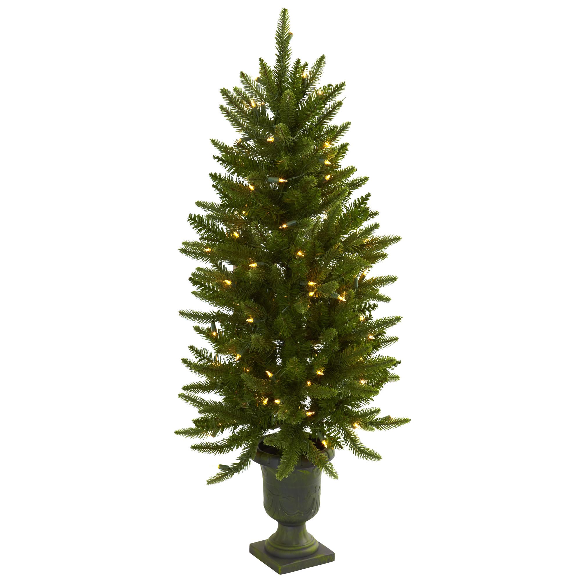 4 Foot Artificial Christmas Tree In Urn: Clear Lights