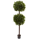 6 foot Artificial Outdoor Sweet Bay Double Ball Topiary: Potted